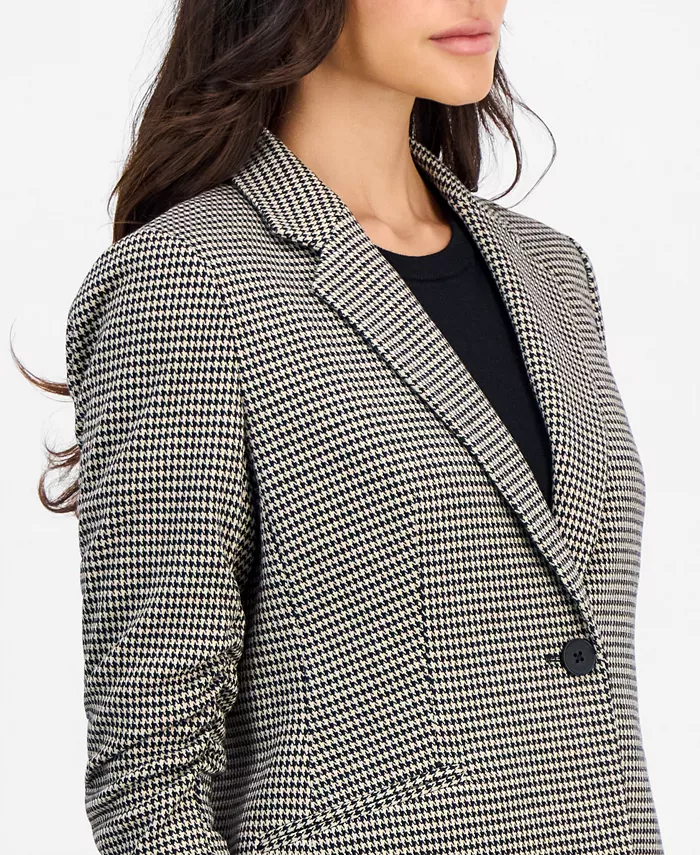 Petite Houndstooth Scrunch-Sleeve Blazer - thumbnail 4