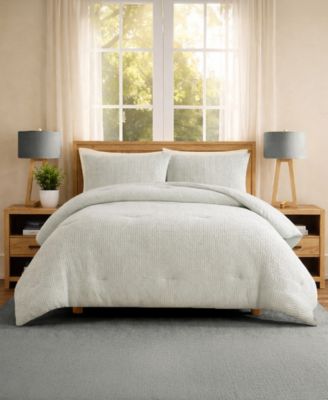 Stone Washed Cotton Waffle 3-Piece Comforter Set, King