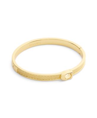 Gold Signature C Textured Bangle Bracelet