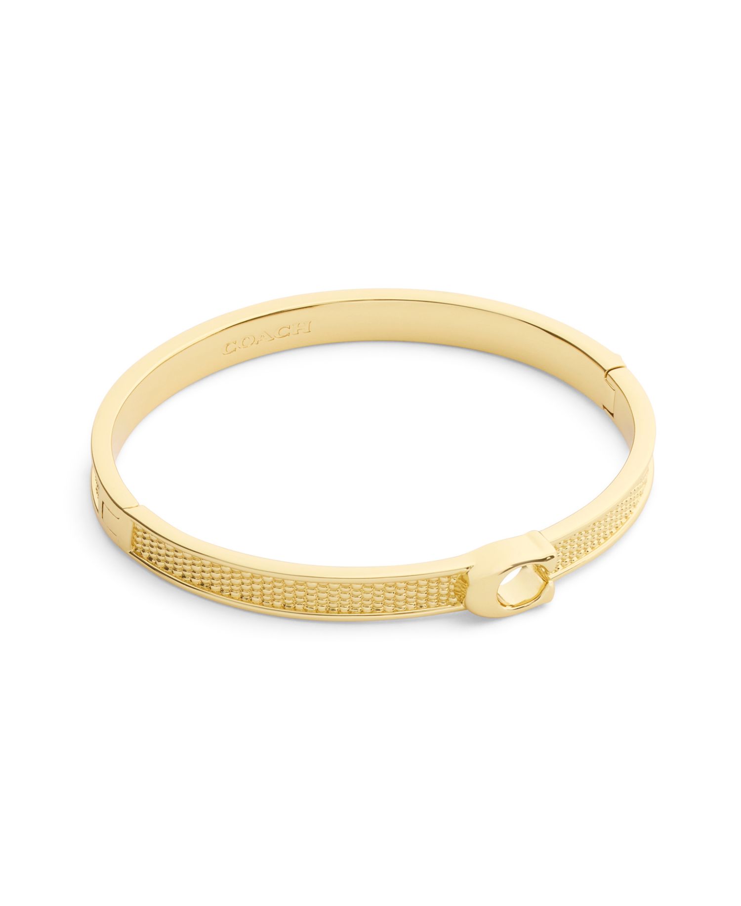 Gold Signature C Textured Bangle Bracelet