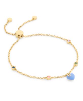 Faux-Stone Signature C Enamel Heart Charm Slider Bracelet