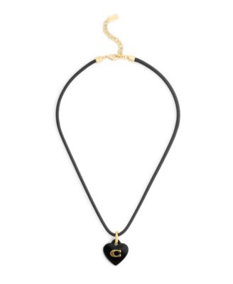 Black Signature C Resin Heart Pendant Necklace