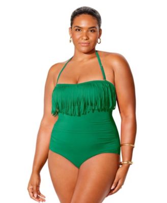 Women's Fringe Bandeau One Piece Swimsuit