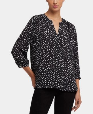 Women's Pintuck Split Neck Top