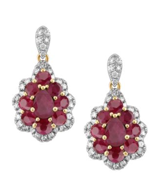 Sapphire (1-1/8 ct. t.w.) & Diamond (1/6 ct. t.w.) Drop Earrings in 14k White Gold (Also Available in Emerald and Ruby)