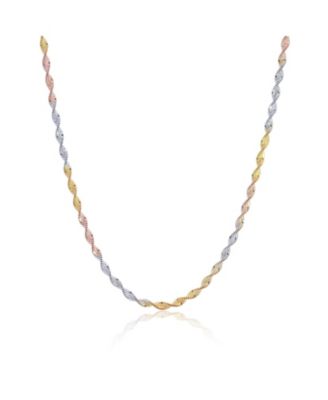 Tricolor Twist Chain Necklace 14K Gold-Plated Sterling Silver