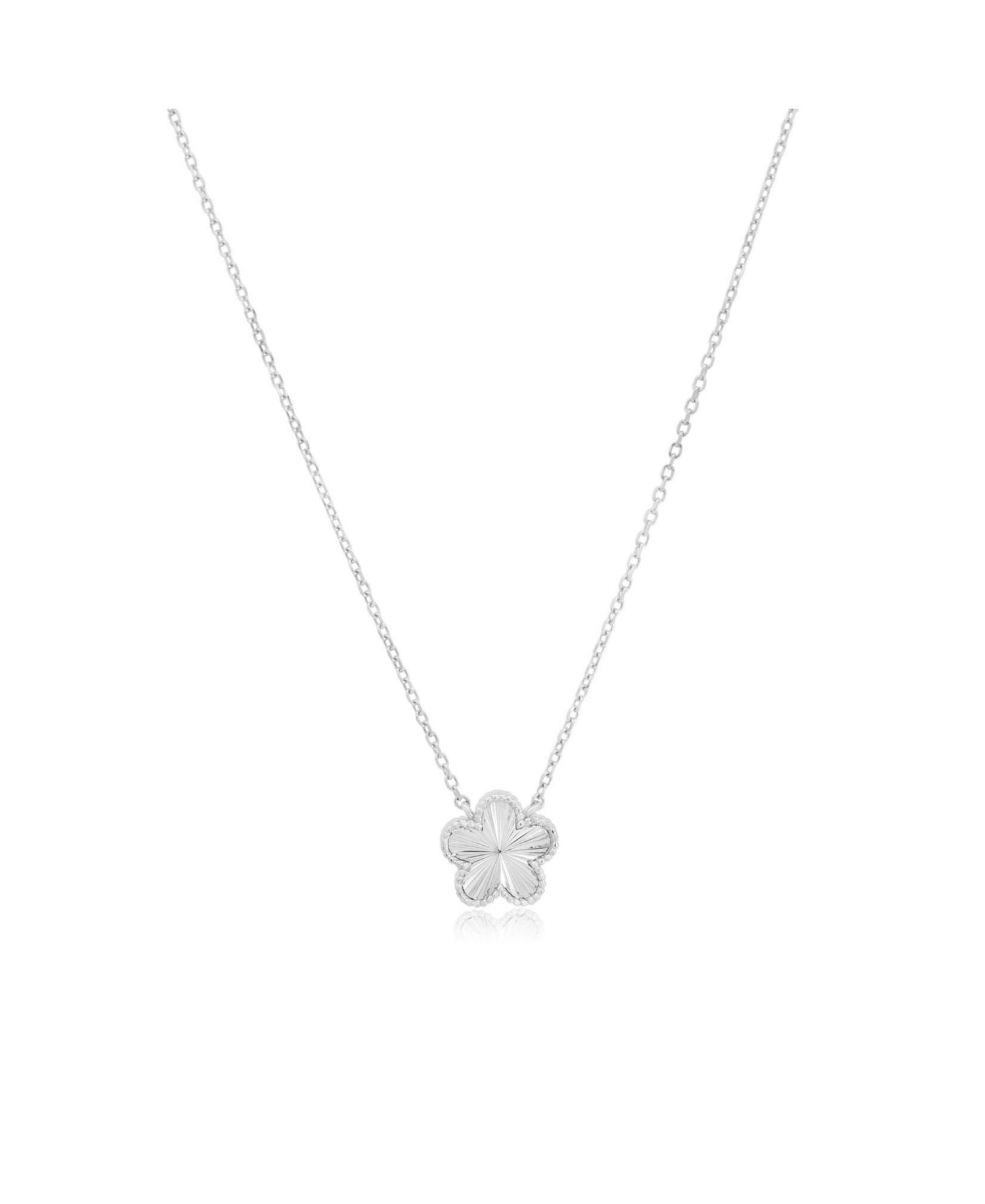 Fluted Single Flower Necklace Sterling Silver