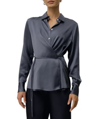 Women's Convertible Silk Charmeuse Shirt