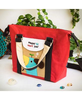 Embroidered Applique Duffle Tote Bag / Shoulder Bag / Travel Bag
