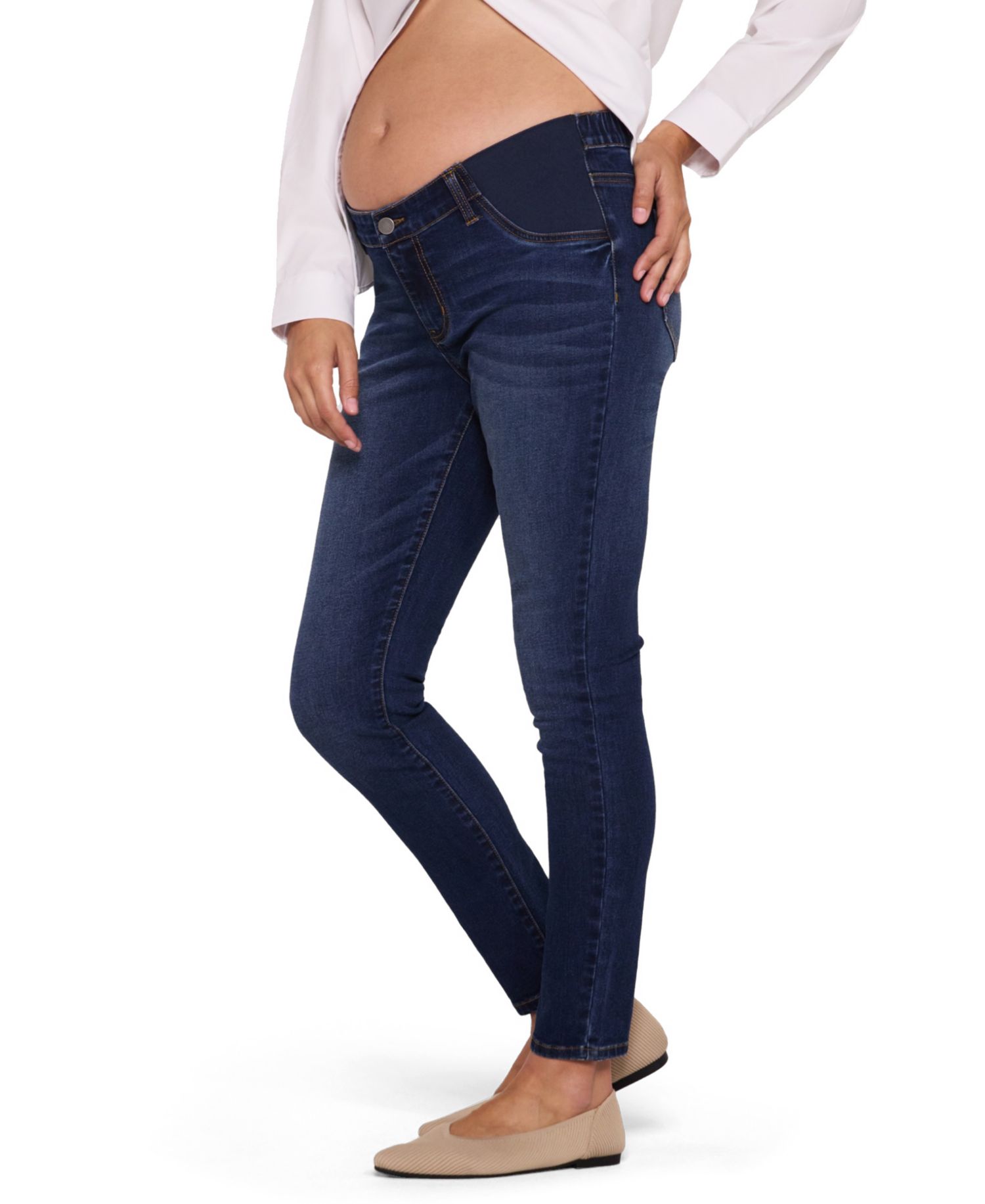 Women's Motherhood Under the Belly Ankle Skinny Jeans