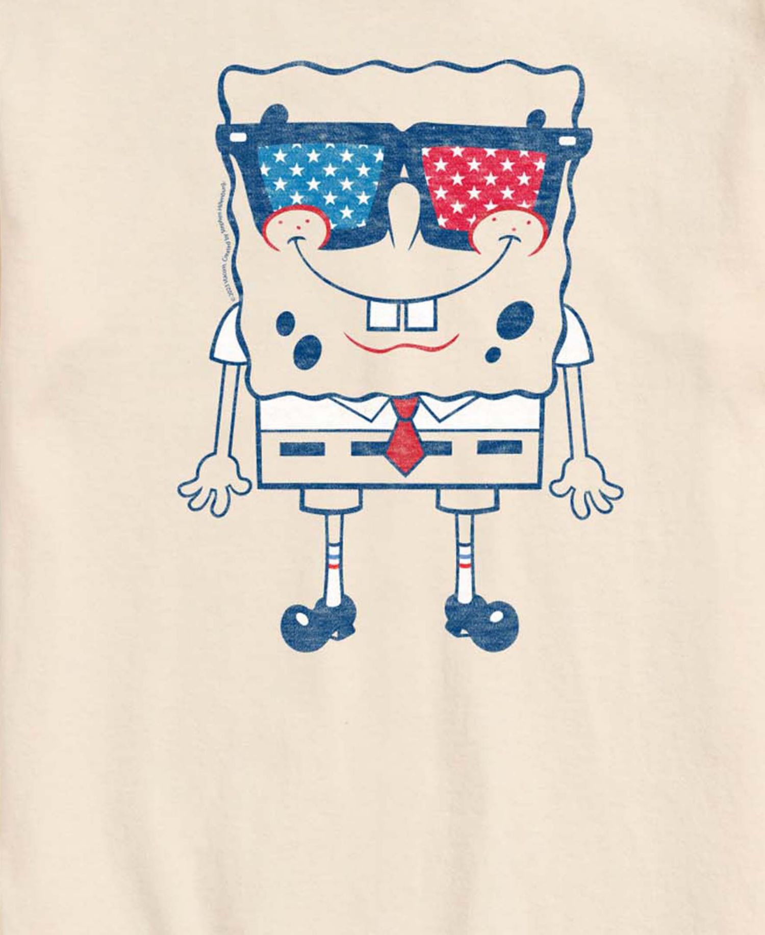 Men's SpongeBob SquarePants Flag Fill Sunglasses Short-Sleeve Graphic T-Shirt