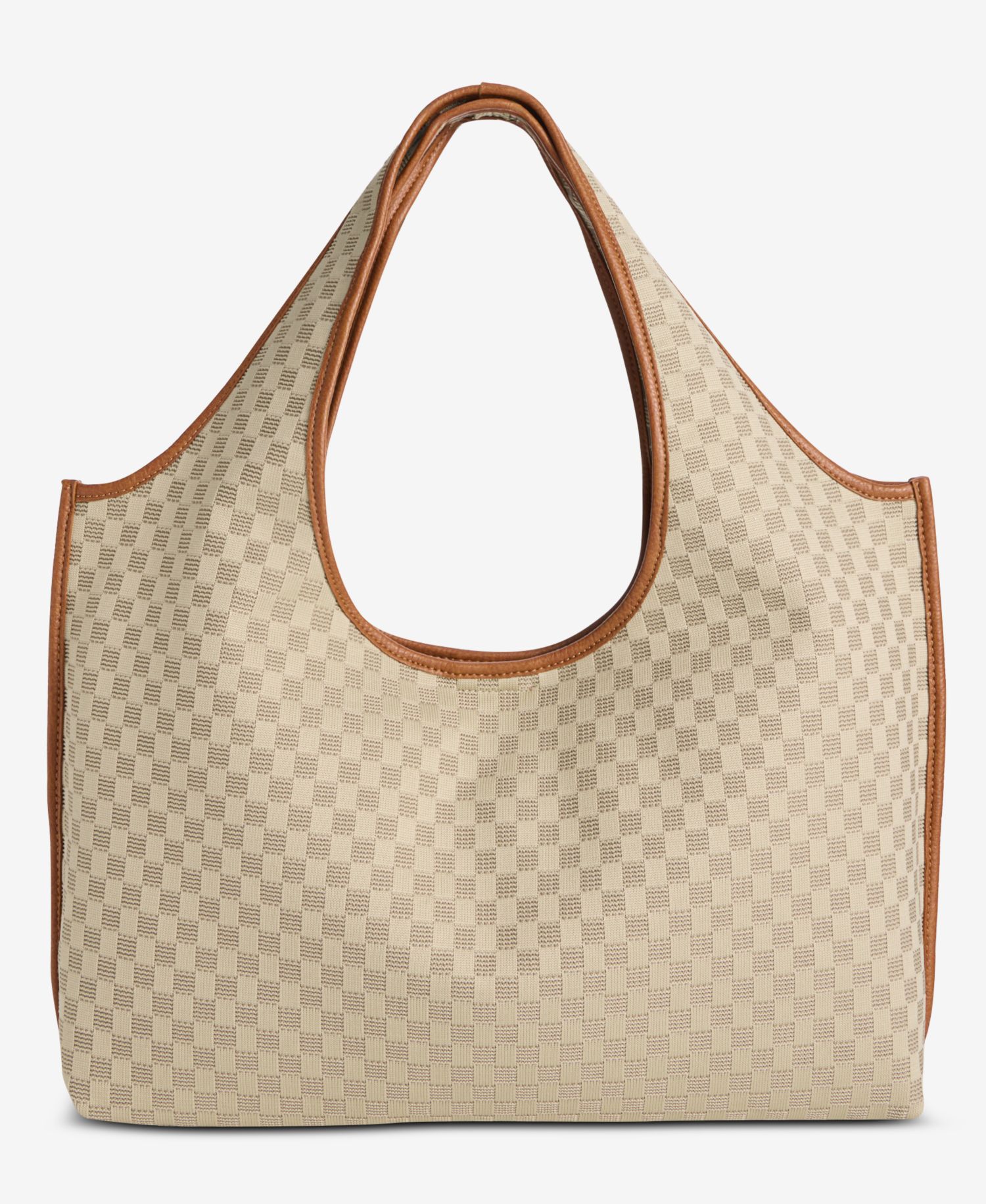 Checkered Soft Knit Tote Bag