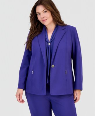 Plus Size Notch-Collar Single-Button Blazer