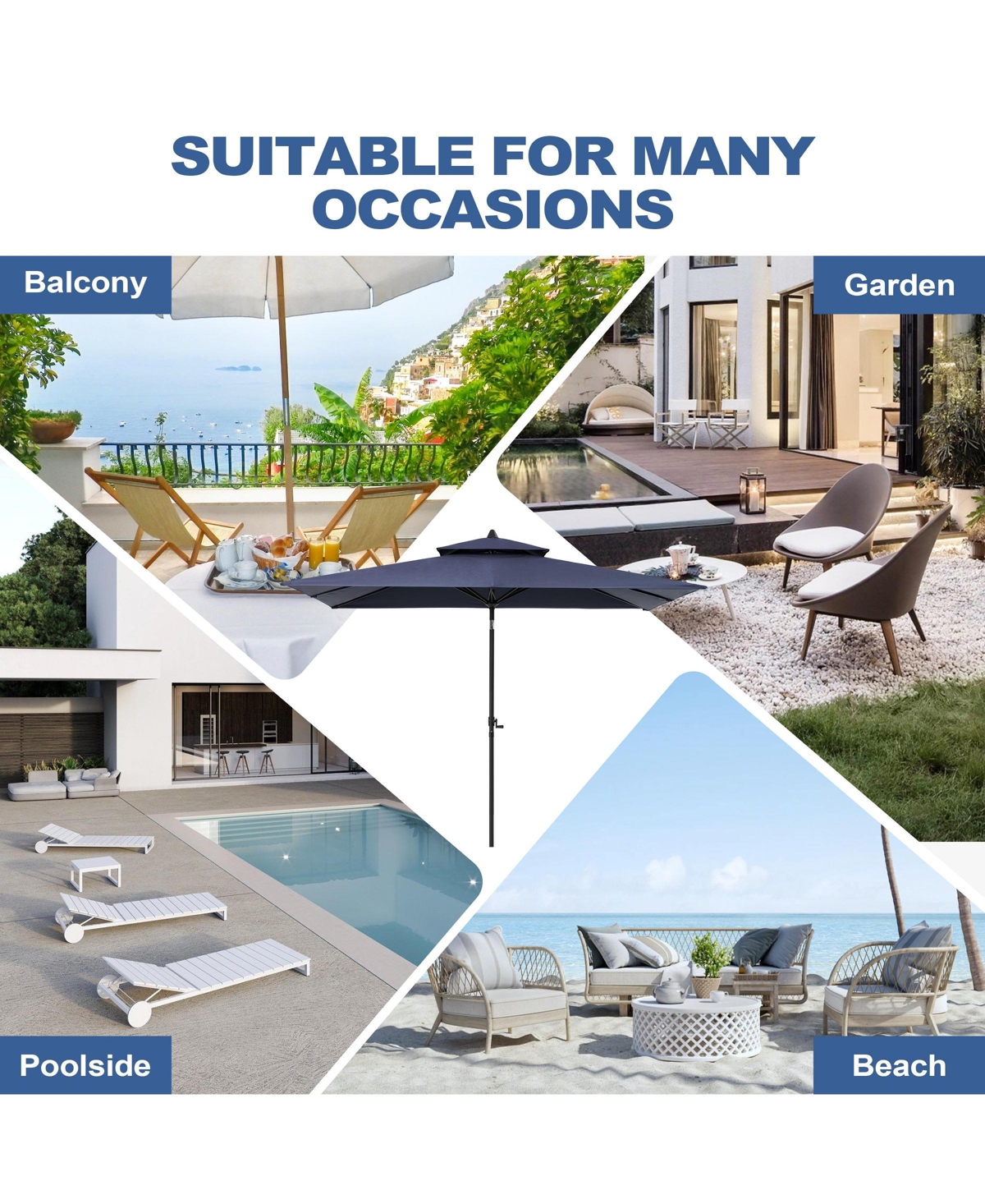 Pellebant Outdoor Patio 10 x 6.5 Ft Market Umbrella with Double Top