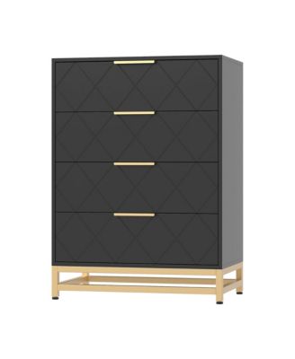 Storage Cabinet, 4 Drawer Triangle Pattern Chest - Durable and Stylish Storage Solution for Any Room