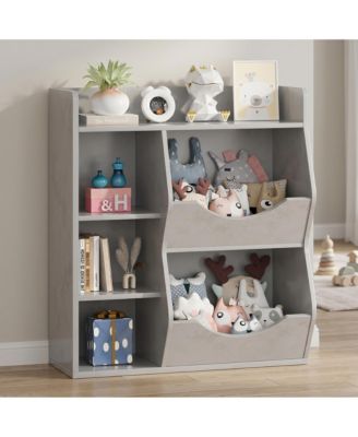 Kids' Toy Storage Organizer with Open Shelves and Tilt-Front Bins - Safe and Durable Children's Bookshelf for Playroom, Nursery and Bedroom