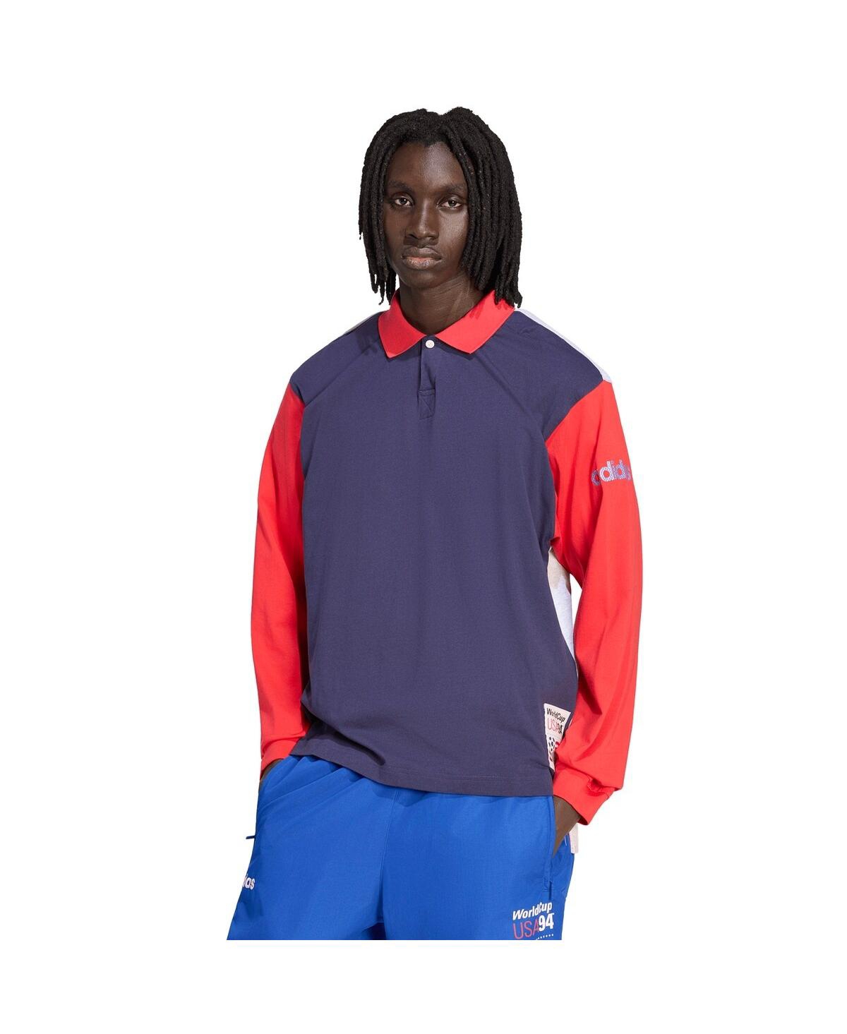 Adidas Men's Navy/Red Usmnt 1994 World Cup Long Sleeve Polo Shirt