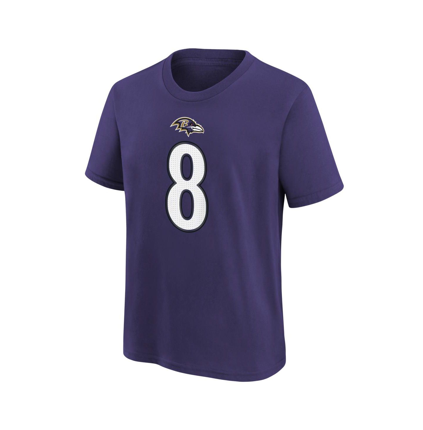 Детская футболка Nike Lamar Jackson Baltimore Ravens с именем и номером, фиолетовая — фото 2