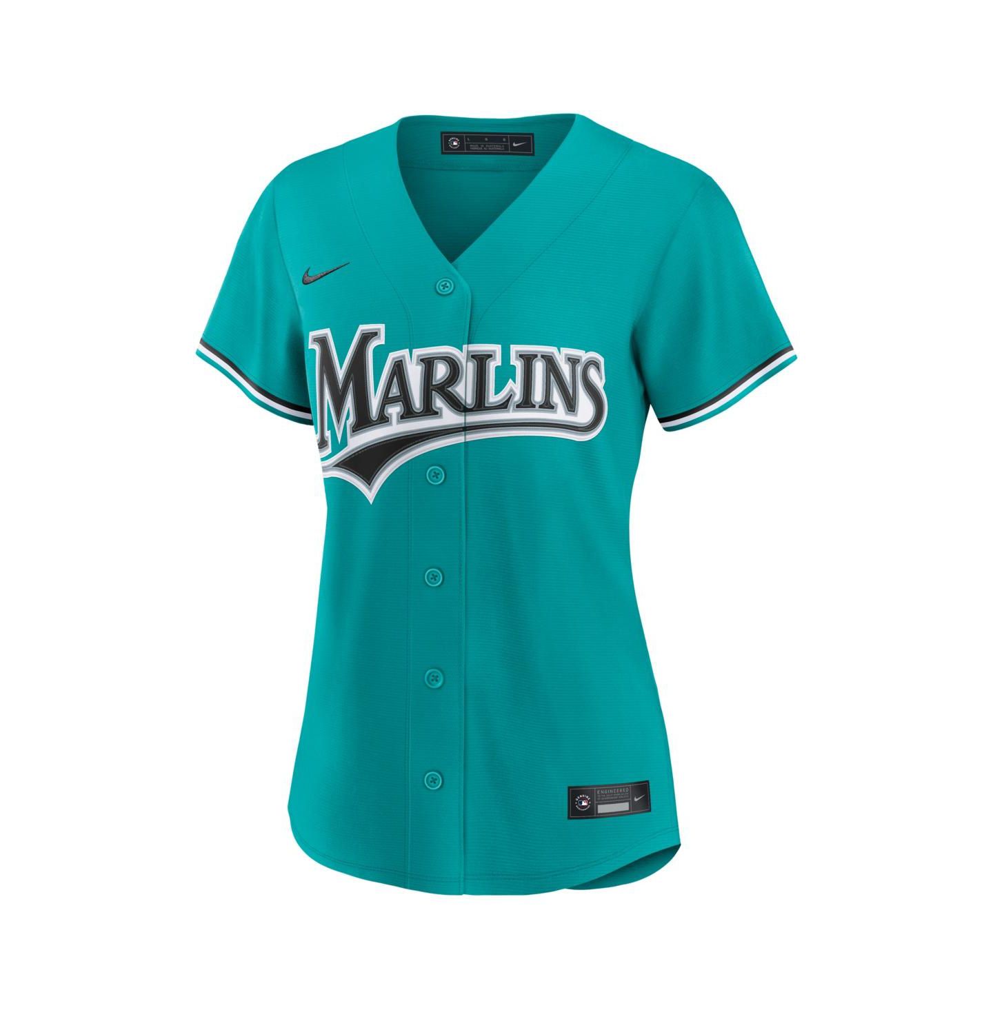 Женский топ Nike Teal Miami Marlins Alternate Replica Jersey — фото 2