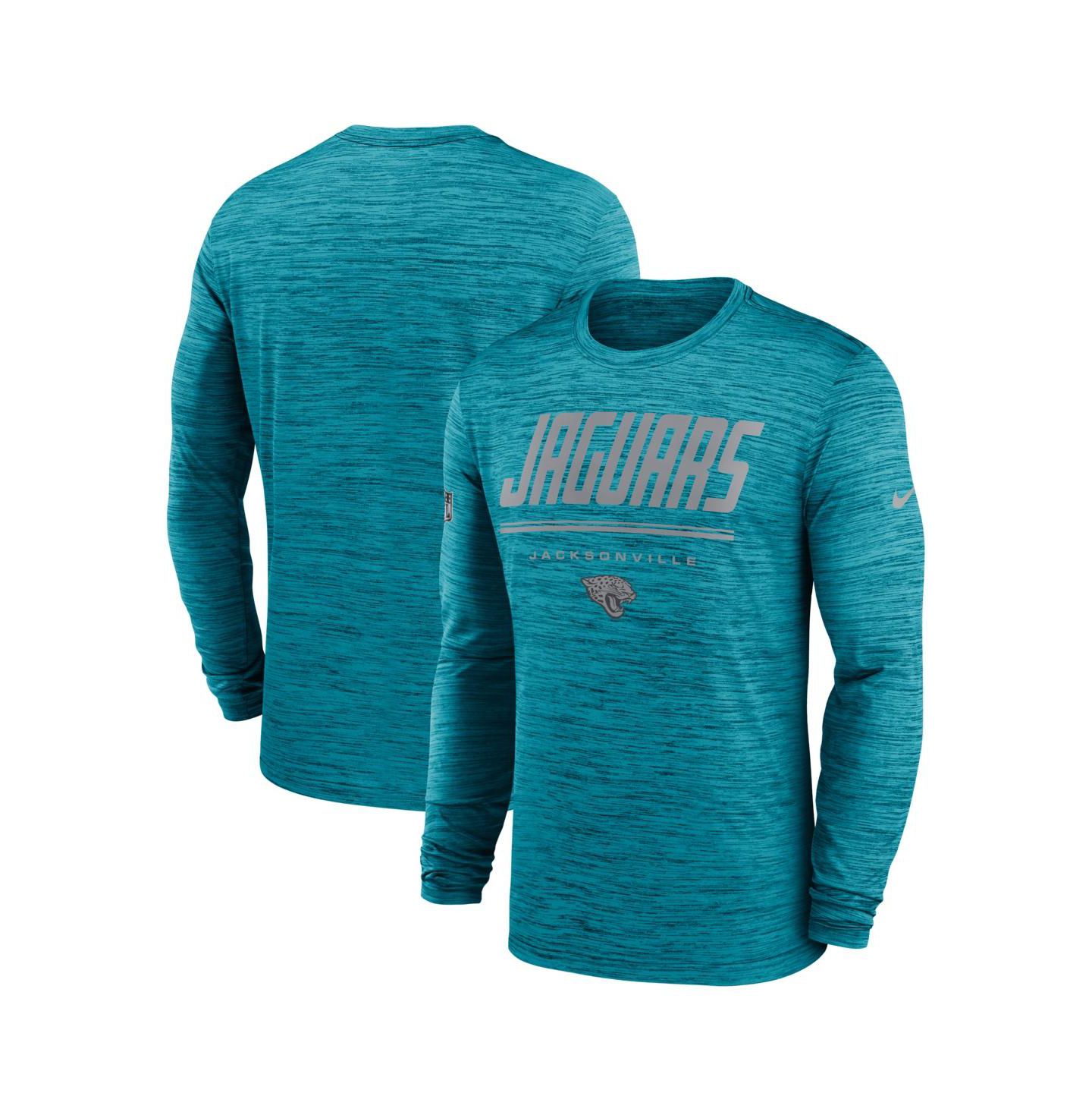 Мужская футболка Nike Teal Jacksonville Jaguars Sideline Offensive Transition Velocity Dri-FIT Long Sleeve — фото 1