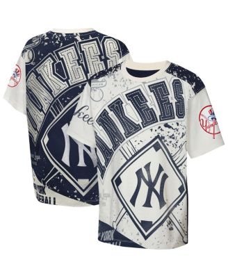 Big Boys and Girls Cream New York Yankees Big League Top Player Bold All-Over-Print T-Shirt