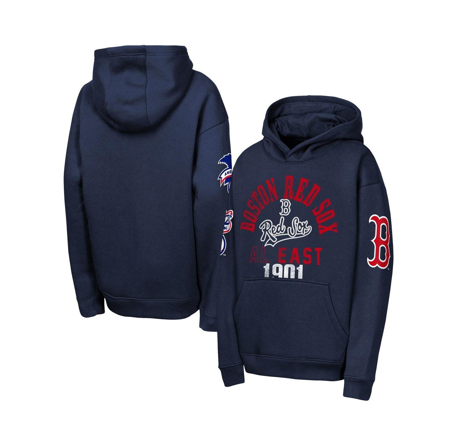 Big Boys and Girls Navy Boston Red Sox Premium Sweep Fleece Hoodie
