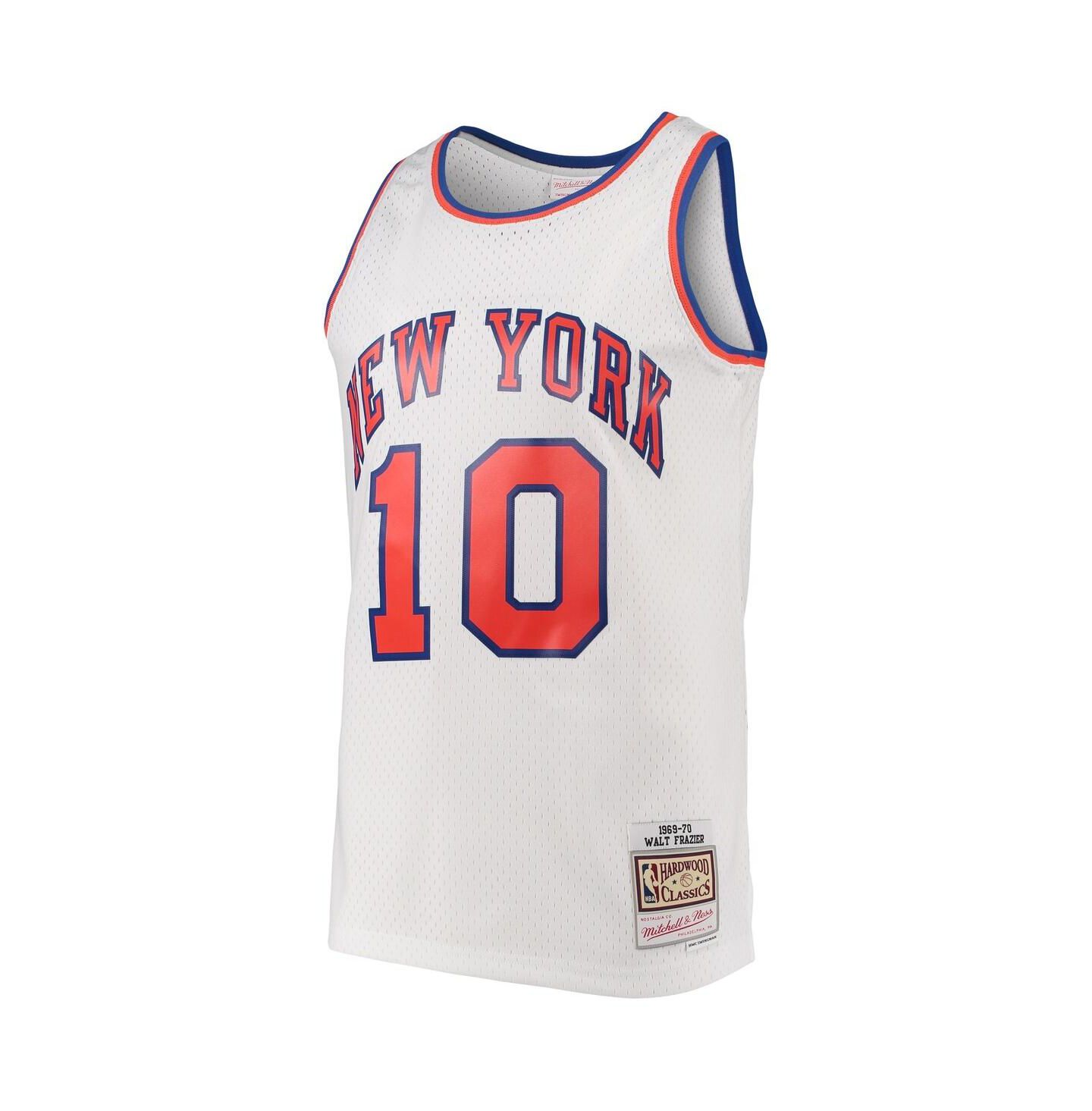 Мужской топ Mitchell & Ness Walt Frazier White New York Knicks Hardwood Classics Swingman Jersey — фото 3