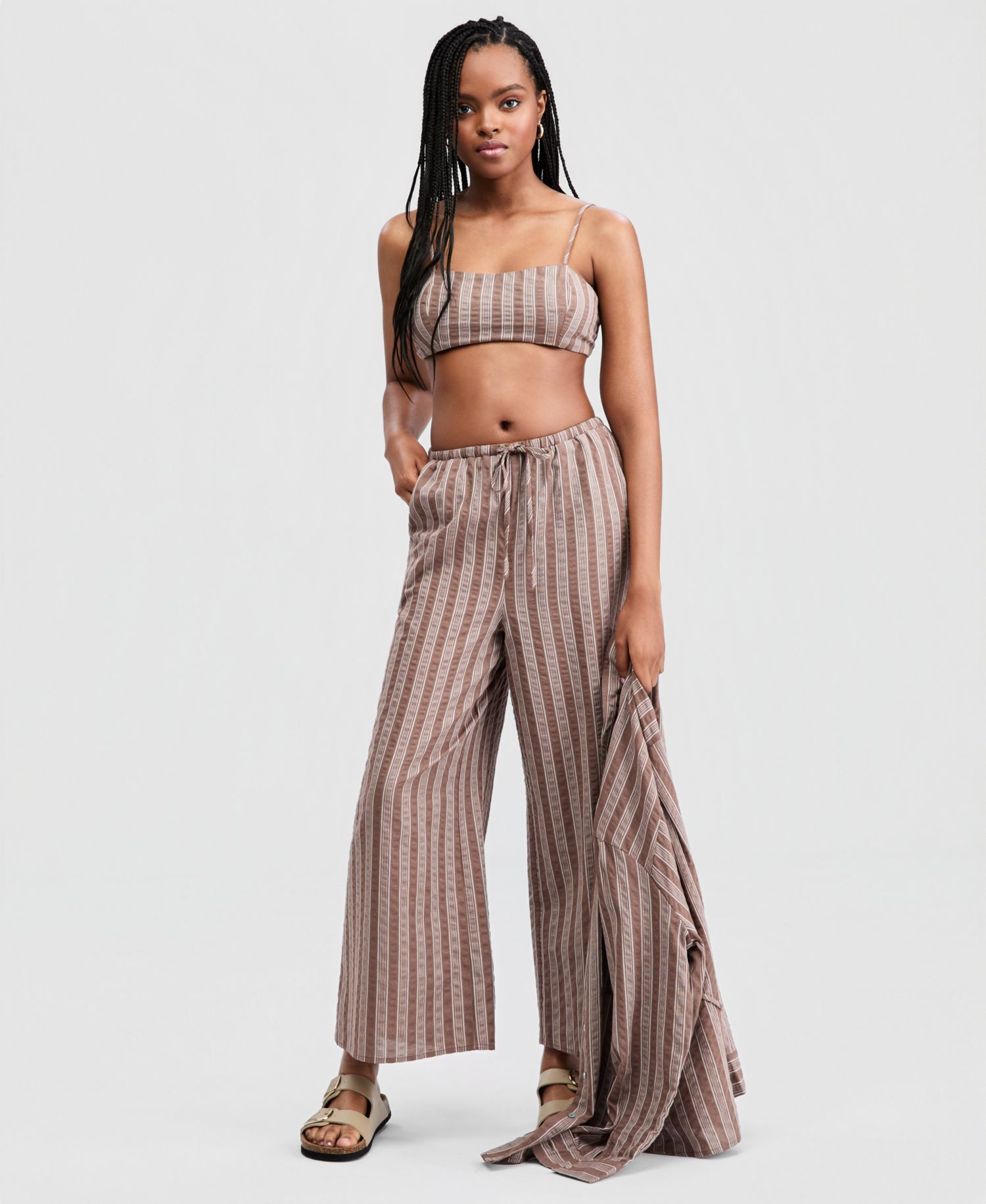 Women's Striped Wide-Leg Pants