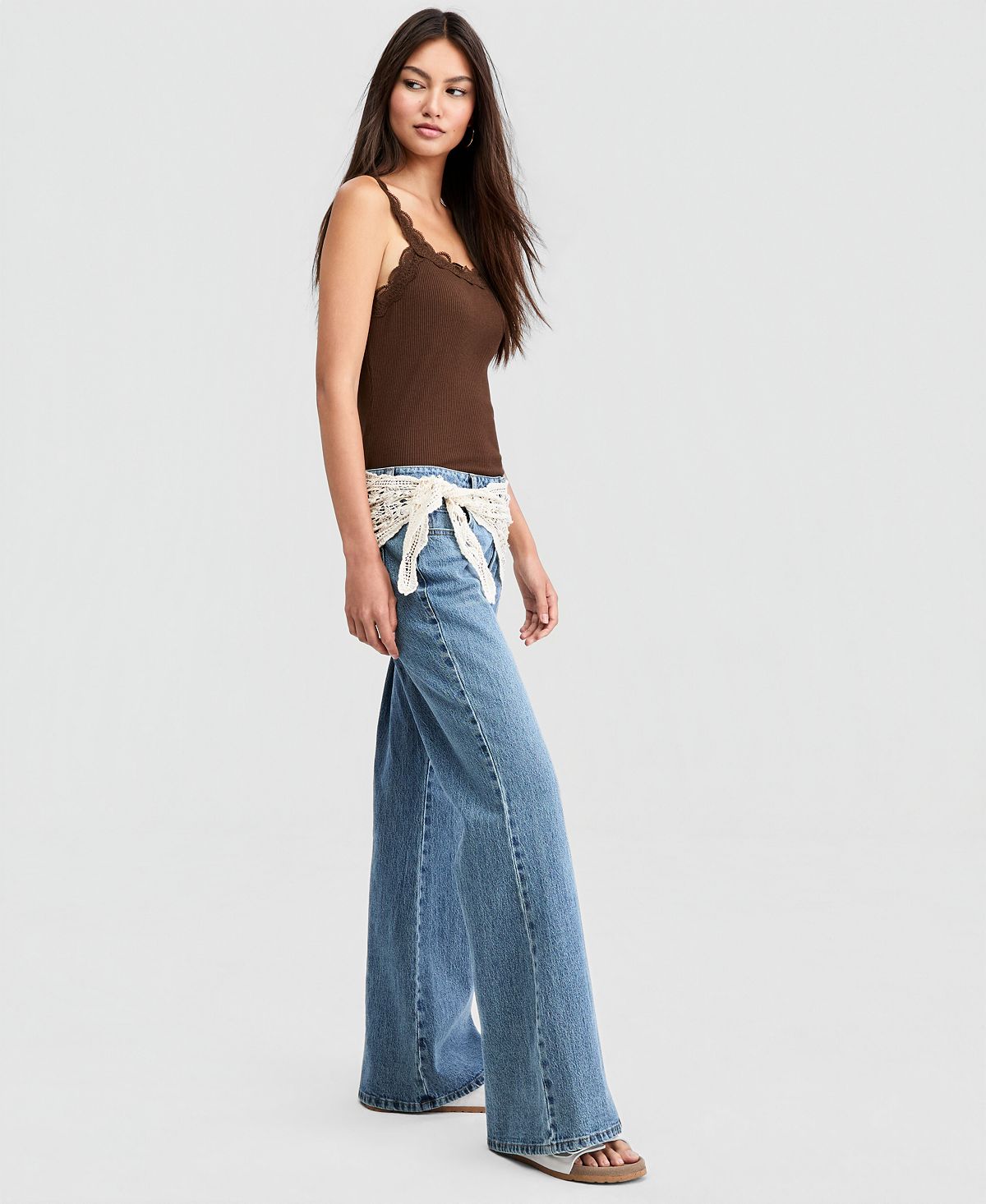 And Now This Women's Crocheted-Scarf Flare Jeans, Macy's Exclusive view 2 — MAYCSS fashion products