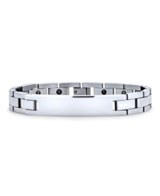 Men's Identification ID Bracelet Name Tag Stainless Steel 8.5 Inch
