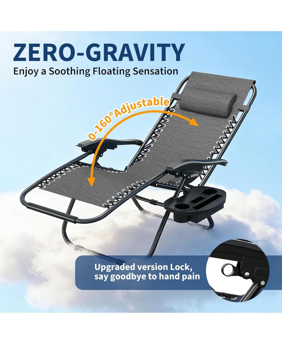 gaomon Set of 2 Patio Lounge Chair, Folding Portable Camping Chair for Yard