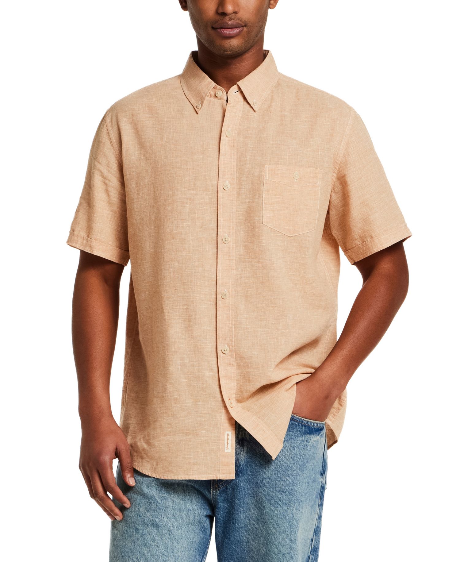 Men's Solid Short-Sleeve Button-Down Shirt