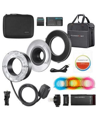 Flashpoint eVOLV 200 Pro TTL Pocket Flash Kit with R200 Ring Flash Head ...