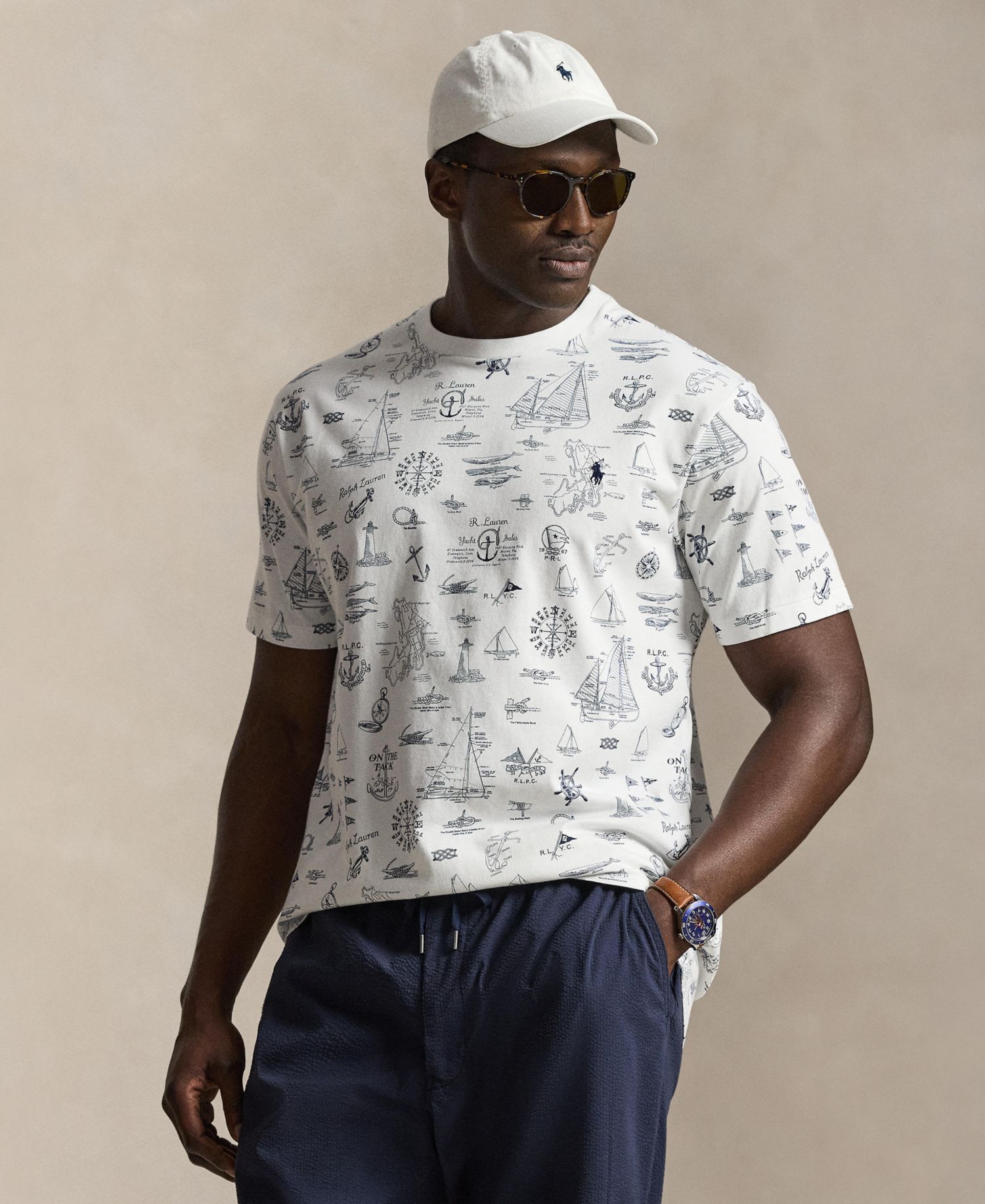 Men's Big & Tall Classic-Fit Nautical Print Jersey T-Shirt