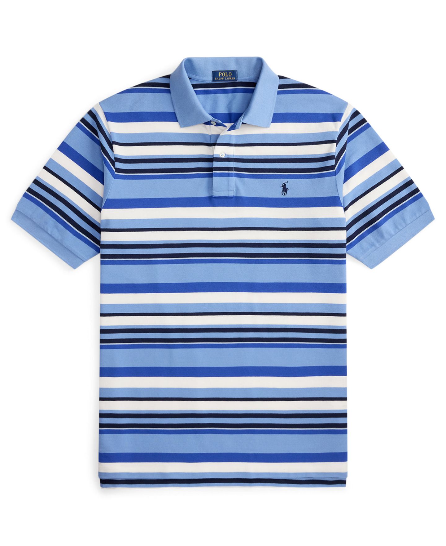 Мужское поло Polo Ralph Lauren Big & Tall Classic-Fit Striped Mesh Polo Shirt, цвет: Синий разноцветный — фото 5