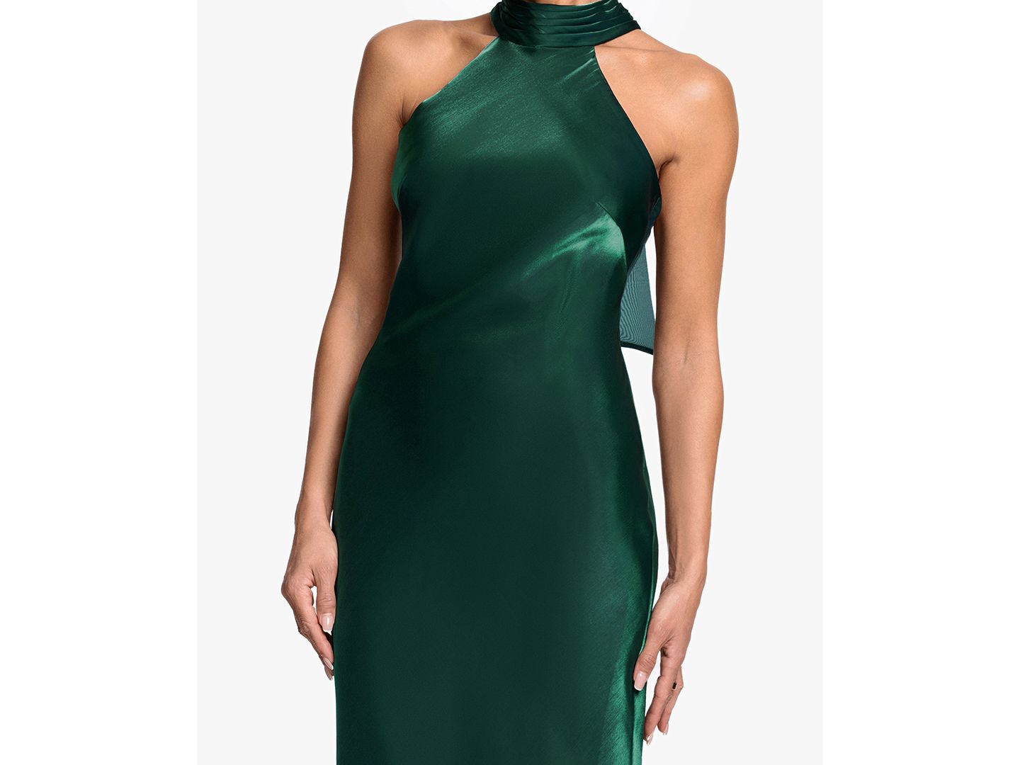 Женские платья XSCAPE Halter Neck Metallic Organza Ball Gown, цвет: Тёмно-зелёный — фото 3