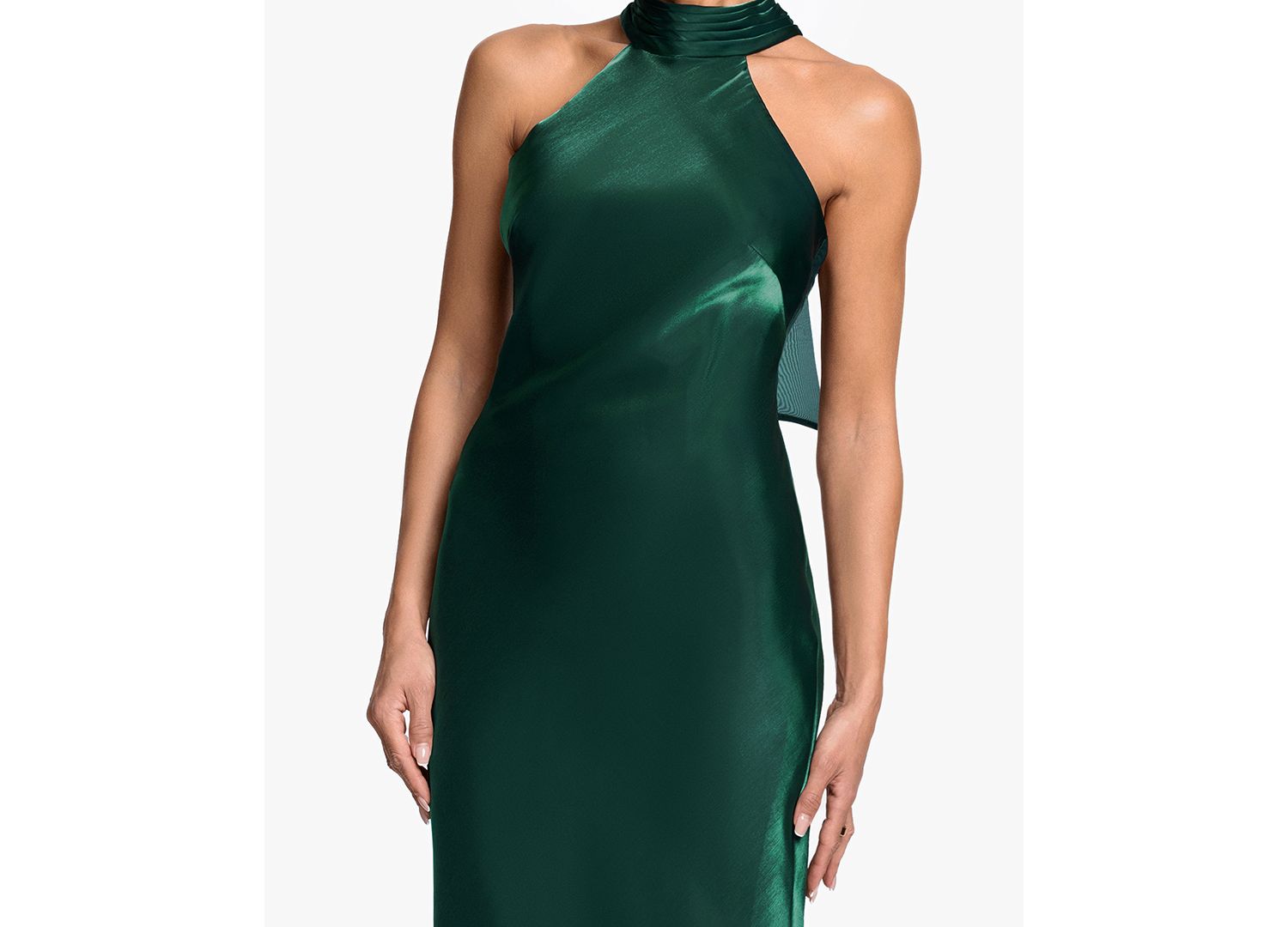Women's Halter Neck Metallic Organza Ball Gown