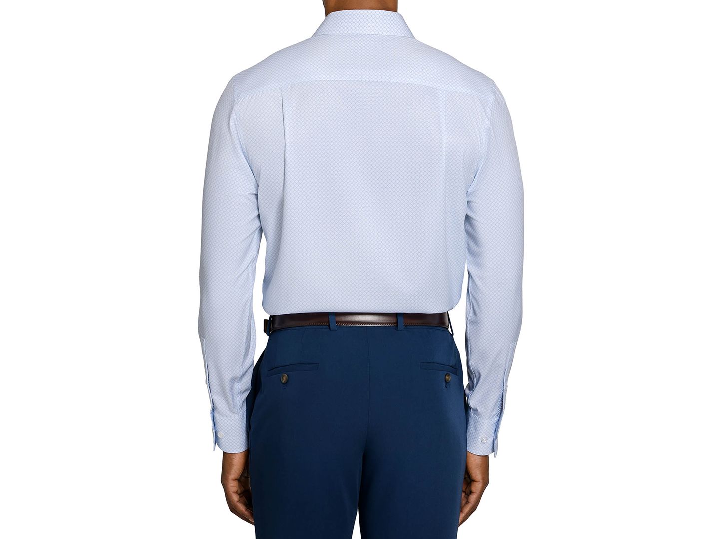 Мужская рубашка ConStruct Spread Collar Slim-Fit Performance Stretch Comfort Dress Shirt, цвет: Белый / Синий — фото 4