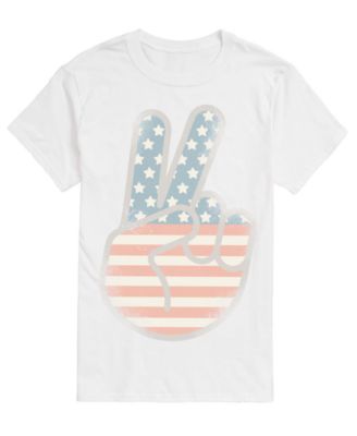 Men's Flag Peace Sign Tonal Washed Short-Sleeve Graphic T-Shirt
