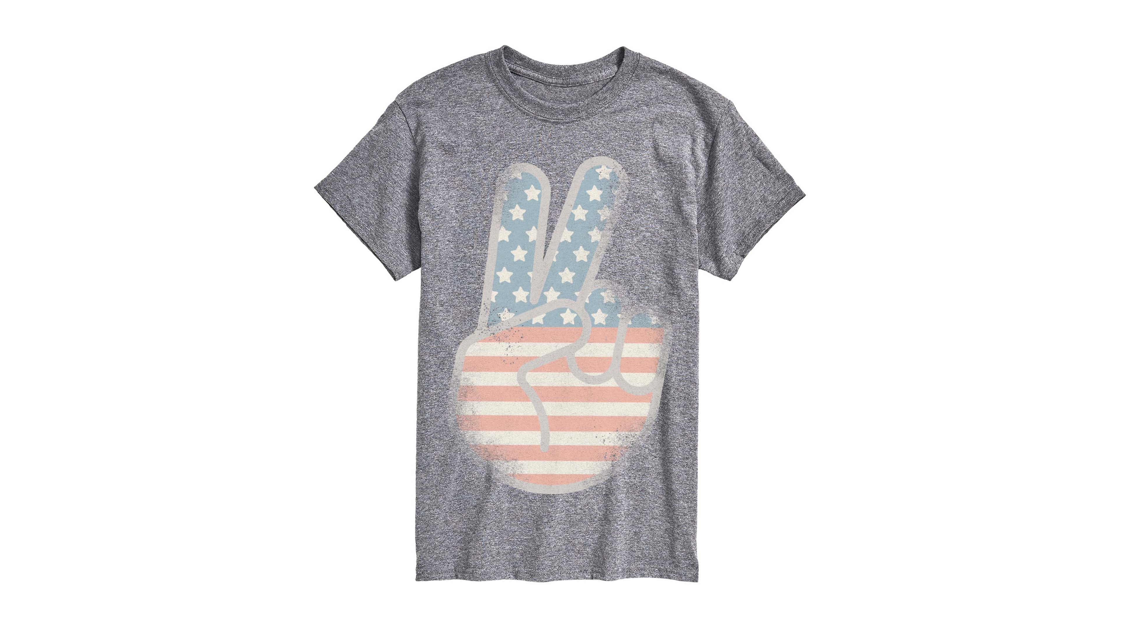 Airwaves Men's Flag Peace Sign Tonal Washed Short-Sleeve Graphic T-Shirt