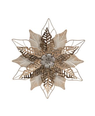 Christmas Poinsettia Wall Hanging Gold Decorative Art Sculpture 18