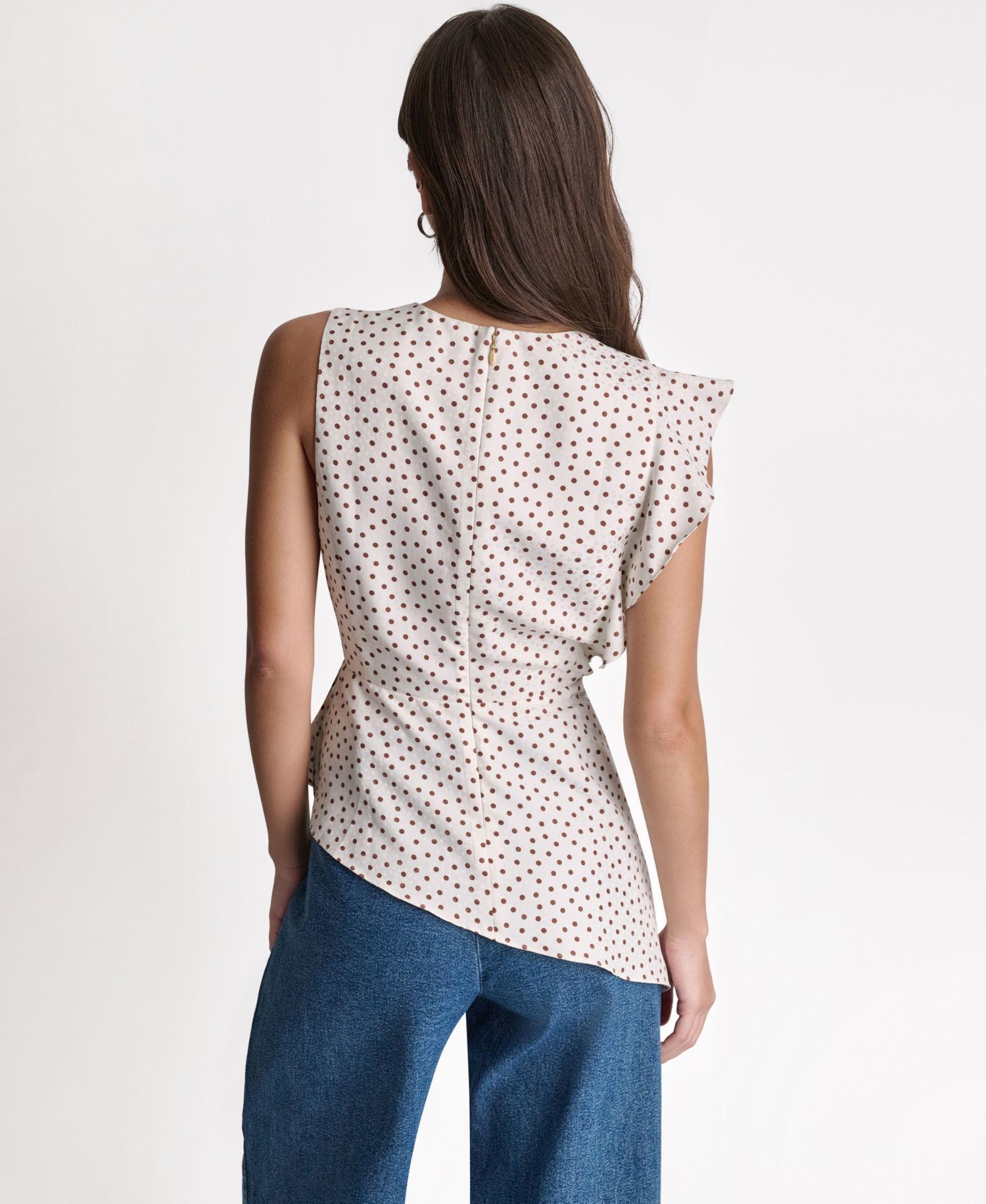 Women's Faux Wrap Crewneck Ruffle Top