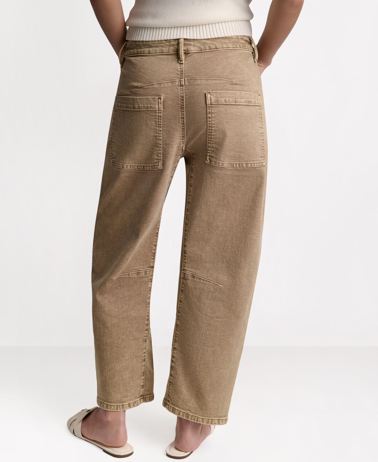 Женские брюки BCBG Mid-Rise Barrel Leg, цвет: Джинсовый — фото 5