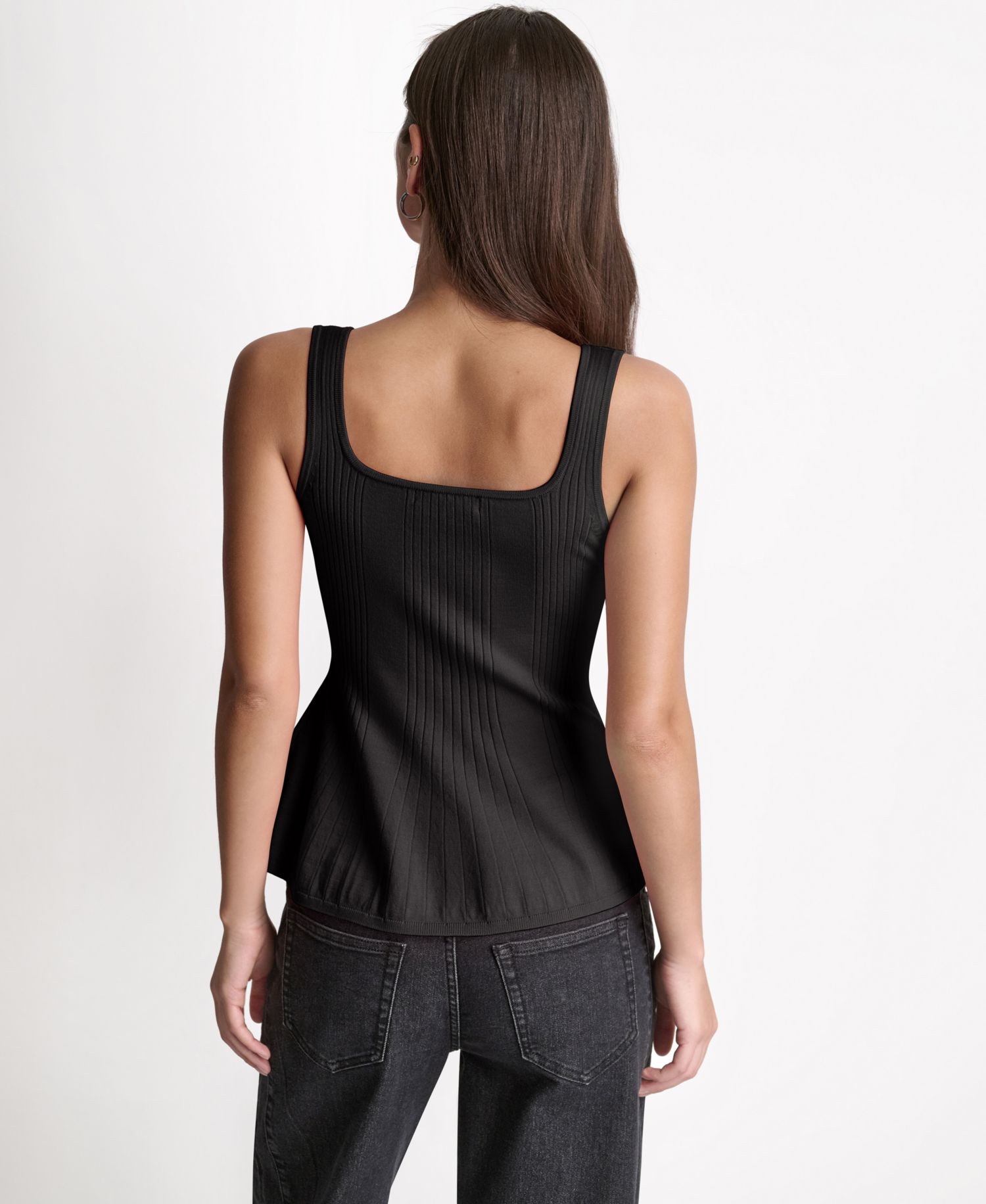 Women's Peplum Rib Sleeveless Tank Top