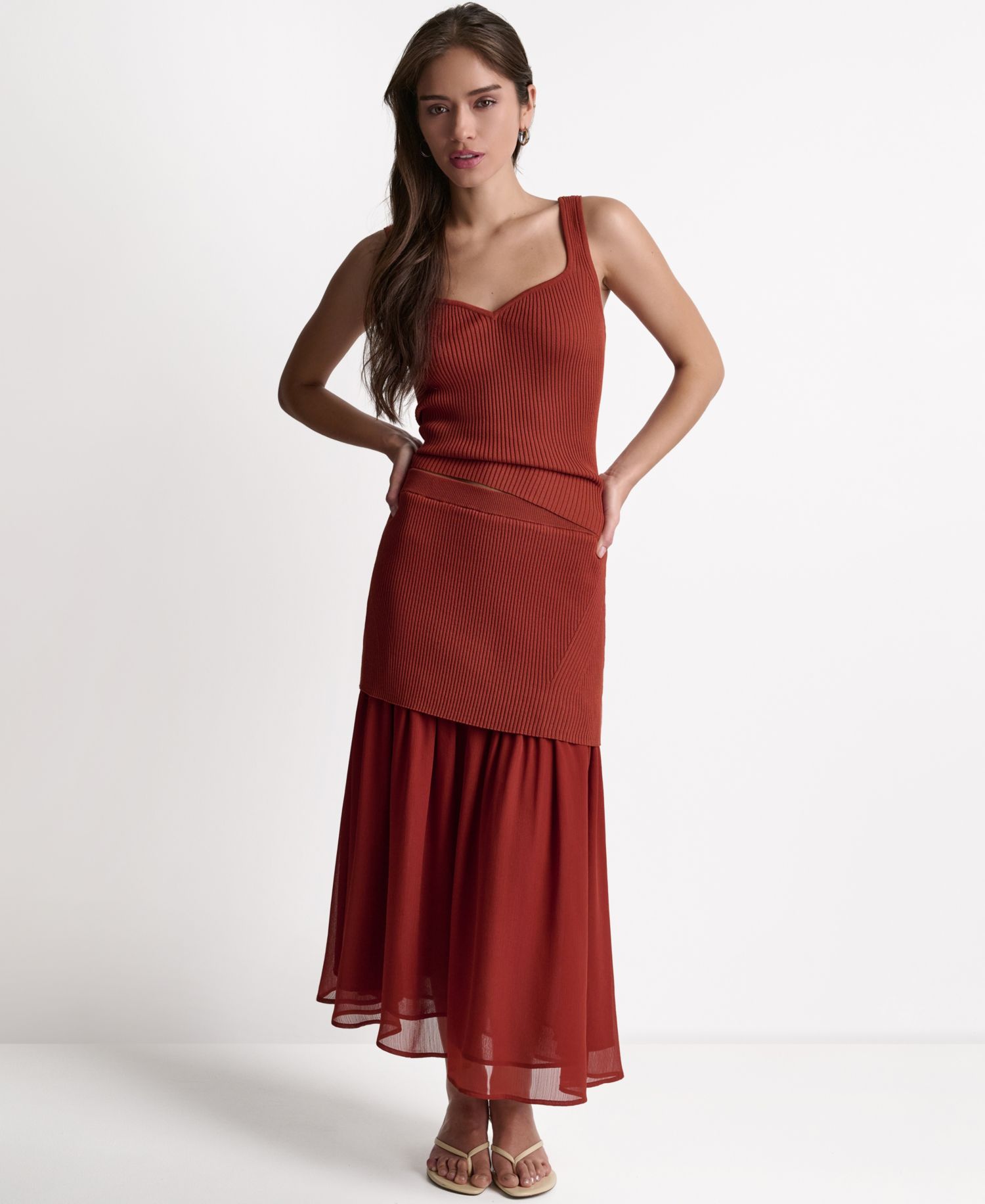 Women's Mix Media Circular Midi Skirt