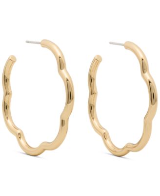 Gold-Tone Wave Hoop Earrings