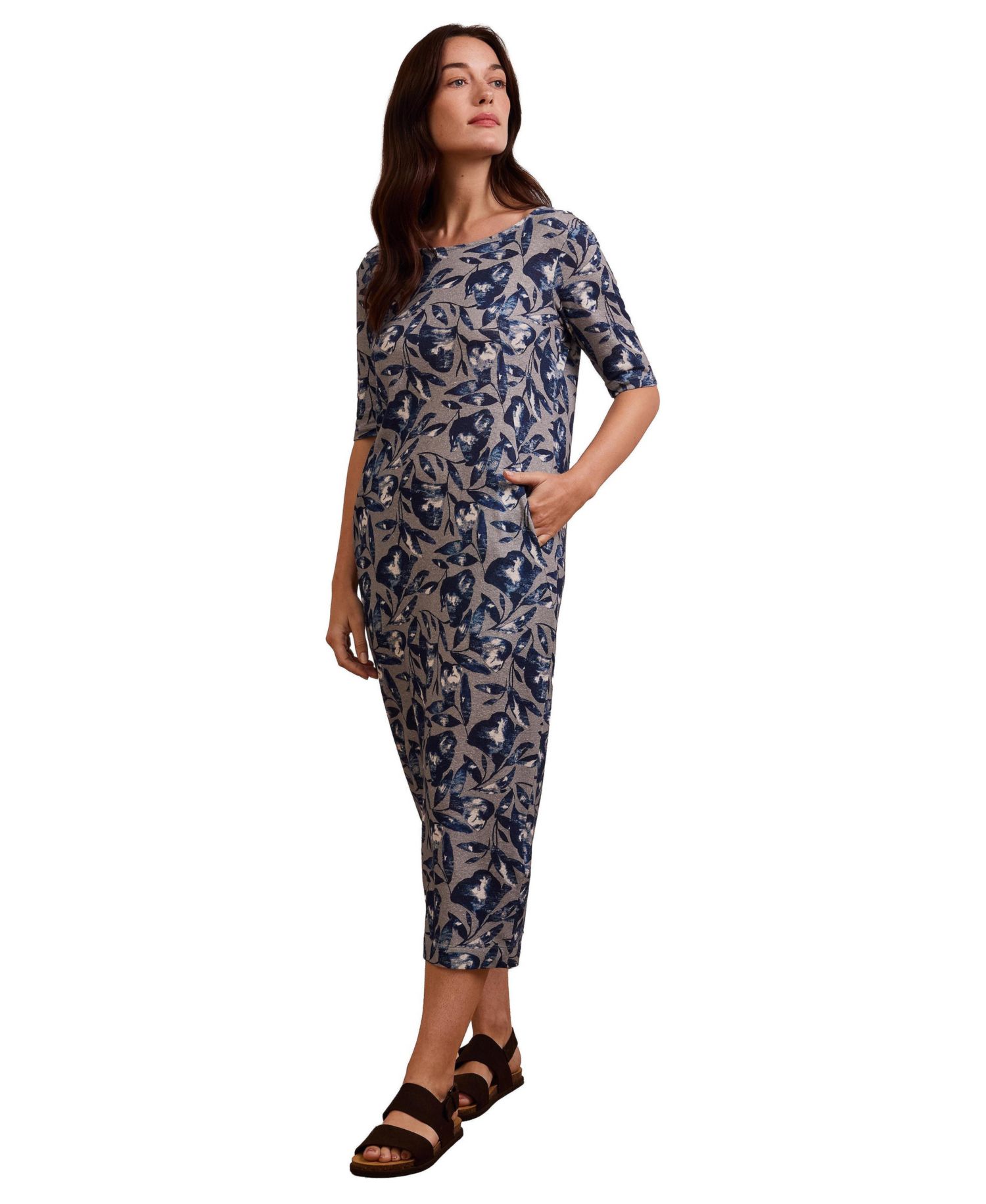 Women's Linen Cotton Blend Button Back Dress