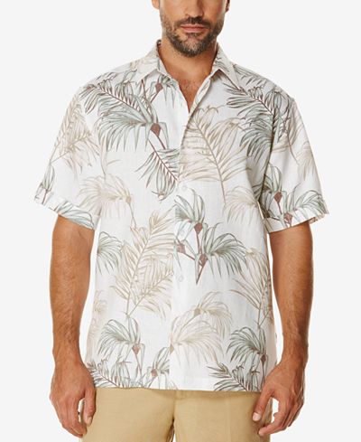 Cubavera Men's Big and Tall Tropical Foliage 100% Linen Short-Sleeve Shirt