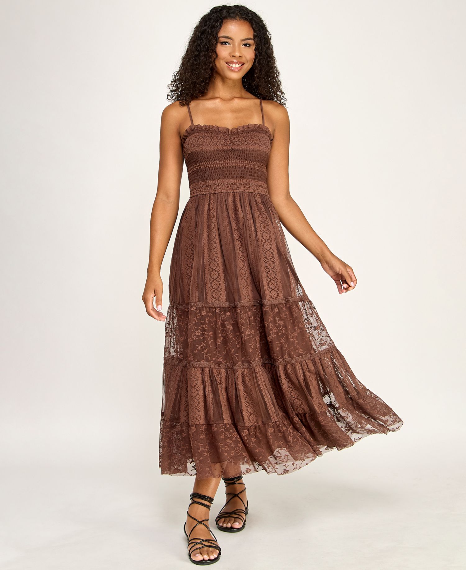 Juniors' Sweetheart Neck Midi Dress