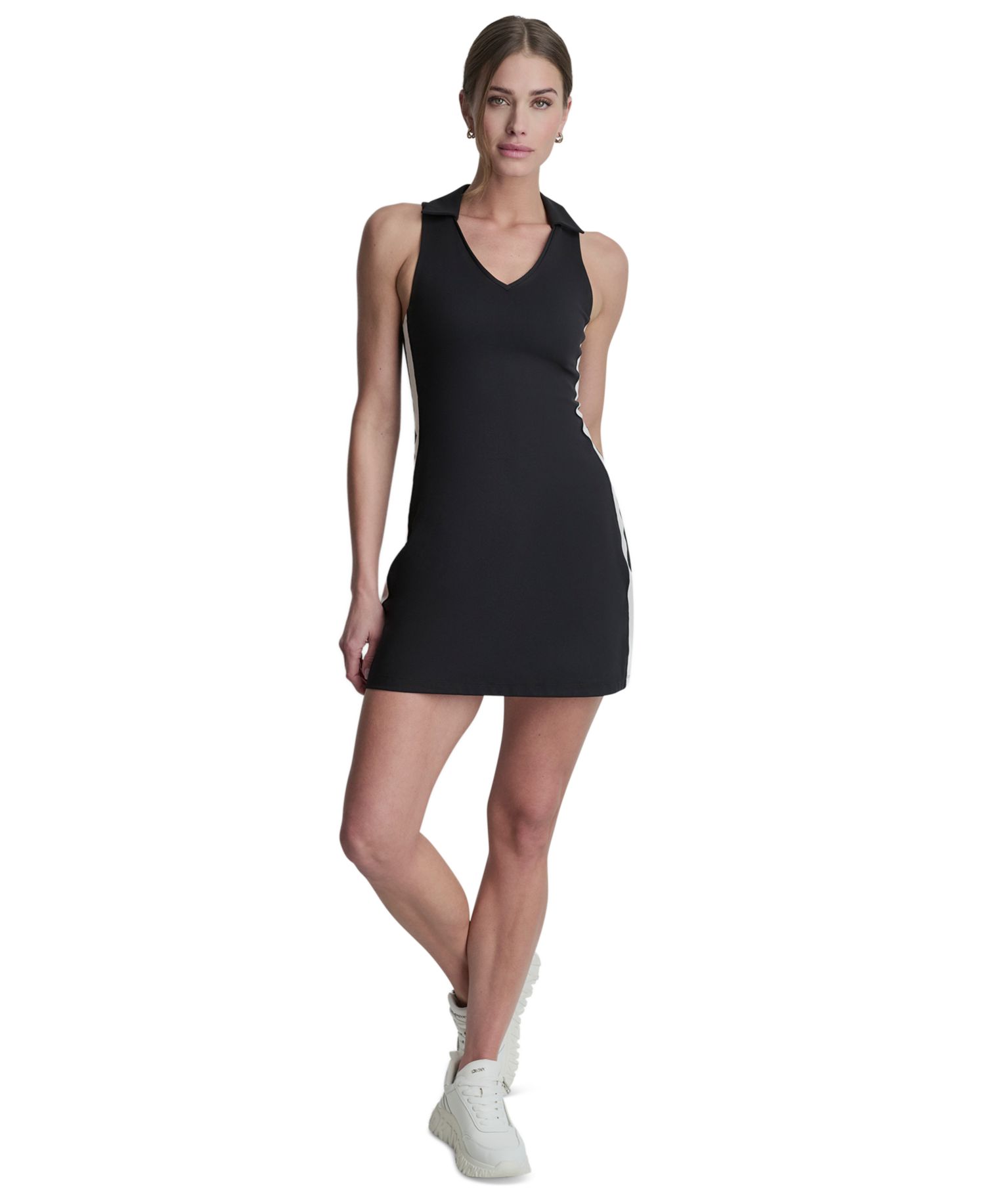 Women's Side Stripe Polo Collar Tank Dress